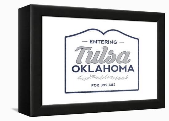 Tulsa, Oklahoma - Now Entering (Blue)-Lantern Press-Framed Stretched Canvas