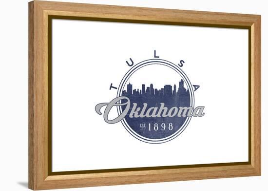 Tulsa, Oklahoma - Skyline Seal (Blue)-Lantern Press-Framed Stretched Canvas