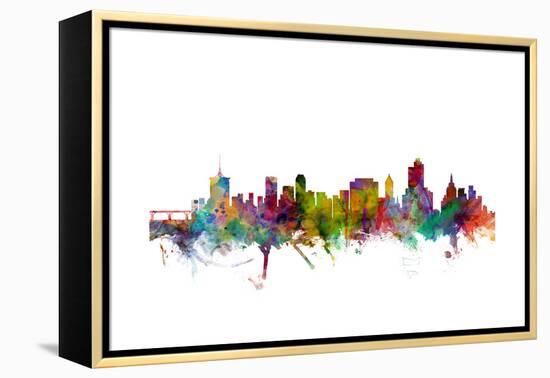 Tulsa Oklahoma Skyline-Michael Tompsett-Framed Stretched Canvas