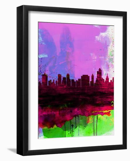 Tulsa Watercolor Skyline 2-NaxArt-Framed Art Print