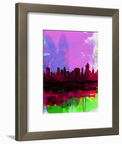 Tulsa Watercolor Skyline 2-NaxArt-Framed Art Print