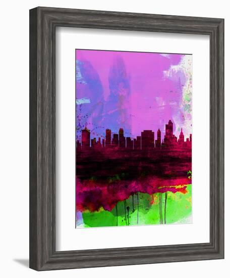 Tulsa Watercolor Skyline 2-NaxArt-Framed Art Print