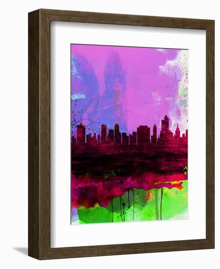 Tulsa Watercolor Skyline 2-NaxArt-Framed Art Print