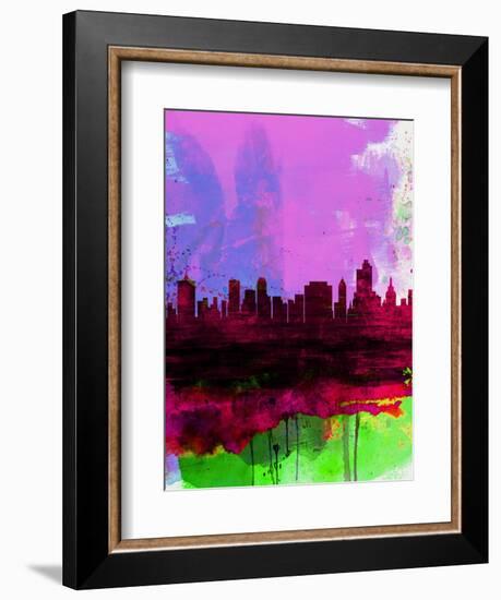 Tulsa Watercolor Skyline 2-NaxArt-Framed Art Print