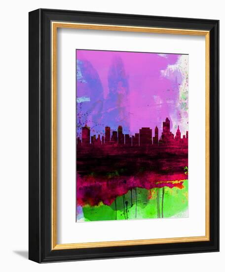 Tulsa Watercolor Skyline 2-NaxArt-Framed Art Print