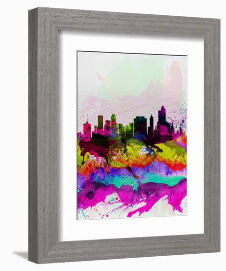 Tulsa Watercolor Skyline-NaxArt-Framed Art Print