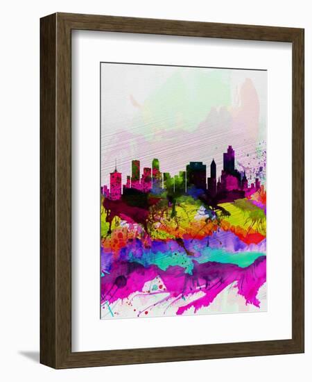 Tulsa Watercolor Skyline-NaxArt-Framed Art Print