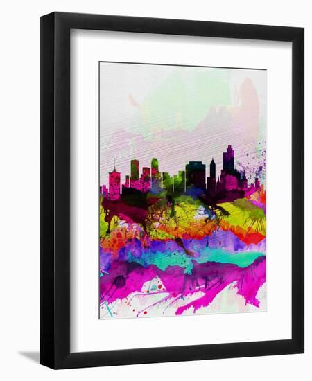 Tulsa Watercolor Skyline-NaxArt-Framed Art Print