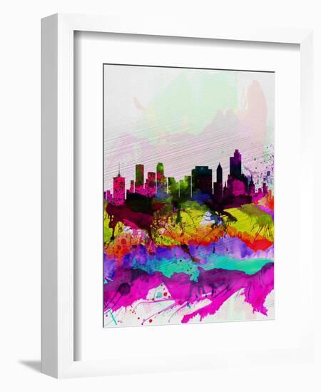 Tulsa Watercolor Skyline-NaxArt-Framed Art Print