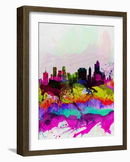 Tulsa Watercolor Skyline-NaxArt-Framed Art Print