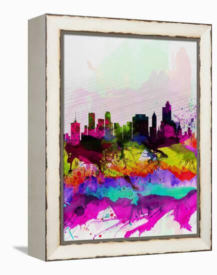 Tulsa Watercolor Skyline-NaxArt-Framed Stretched Canvas