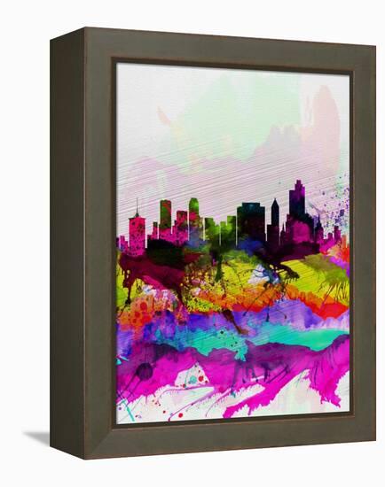 Tulsa Watercolor Skyline-NaxArt-Framed Stretched Canvas