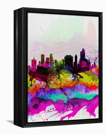 Tulsa Watercolor Skyline-NaxArt-Framed Stretched Canvas