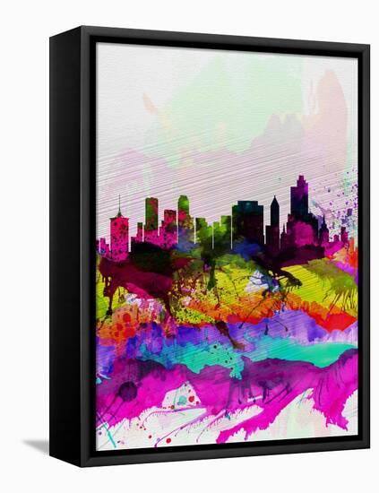 Tulsa Watercolor Skyline-NaxArt-Framed Stretched Canvas