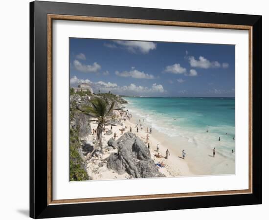 Tulum Beach, with El Castillo at the Mayan Ruins of Tulum in the Background-Richard Maschmeyer-Framed Photographic Print