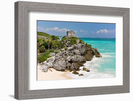 Tulum Mexico Beach Mayan Ruins-null-Framed Art Print