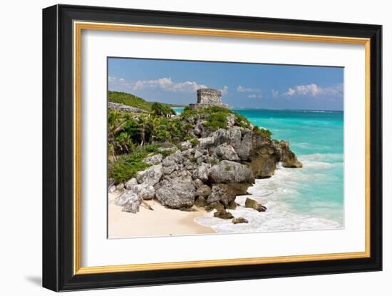 Tulum Mexico Beach Mayan Ruins-null-Framed Art Print