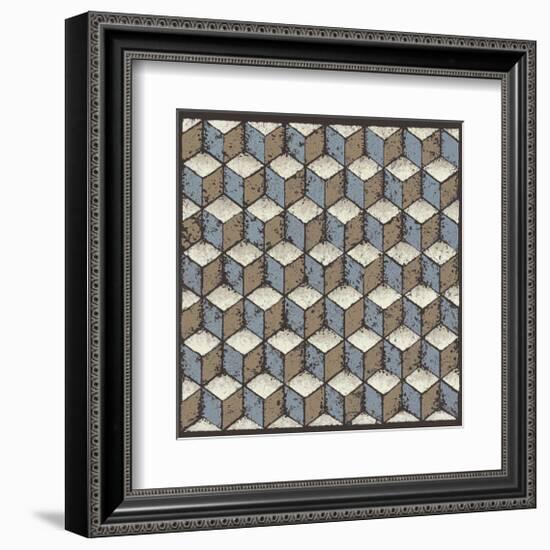 Tumbling Blocks (Blue)-Susan Clickner-Framed Giclee Print