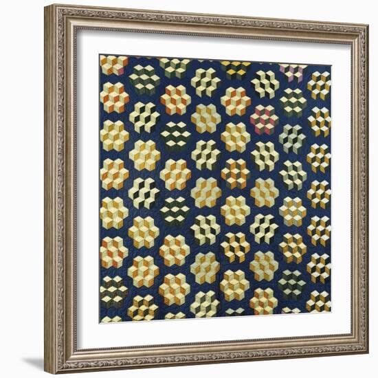 Tumbling Blocks Coverlet, American, 19th Century-null-Framed Giclee Print