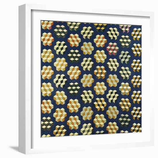 Tumbling Blocks Coverlet, American, 19th Century-null-Framed Giclee Print