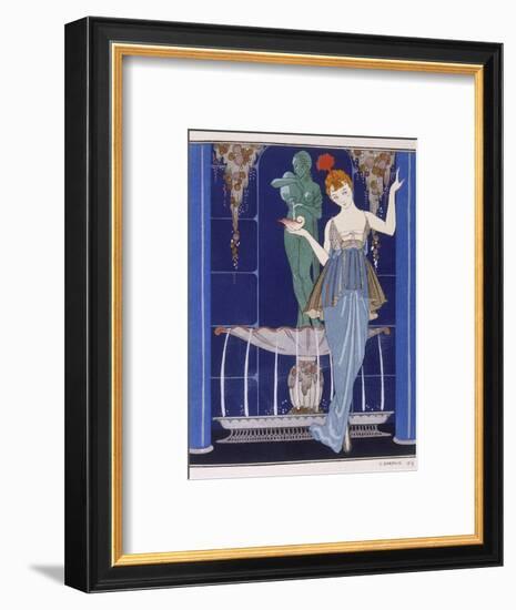 Tunic Dress by Paquin: Draped Tango Skirt with Front Split and Train-Georges Barbier-Framed Photographic Print