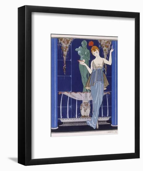 Tunic Dress by Paquin: Draped Tango Skirt with Front Split and Train-Georges Barbier-Framed Photographic Print