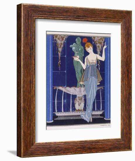 Tunic Dress by Paquin: Draped Tango Skirt with Front Split and Train-Georges Barbier-Framed Photographic Print