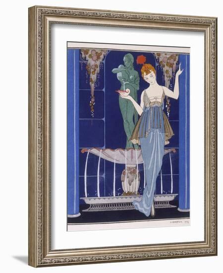 Tunic Dress by Paquin: Draped Tango Skirt with Front Split and Train-Georges Barbier-Framed Photographic Print