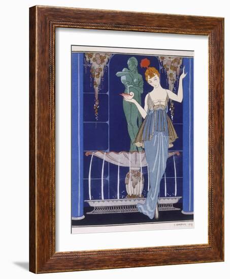 Tunic Dress by Paquin: Draped Tango Skirt with Front Split and Train-Georges Barbier-Framed Photographic Print