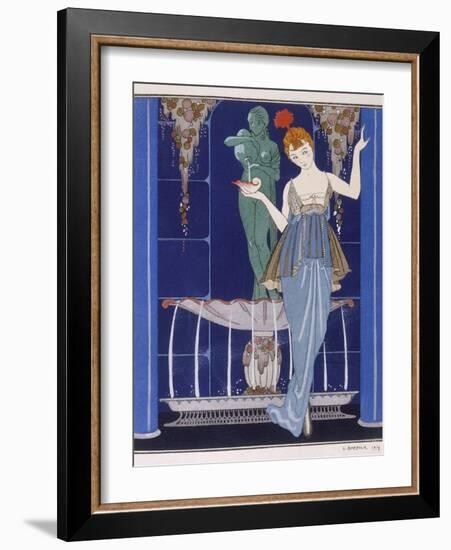 Tunic Dress by Paquin: Draped Tango Skirt with Front Split and Train-Georges Barbier-Framed Photographic Print