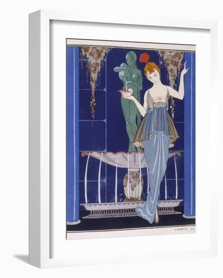 Tunic Dress by Paquin: Draped Tango Skirt with Front Split and Train-Georges Barbier-Framed Photographic Print