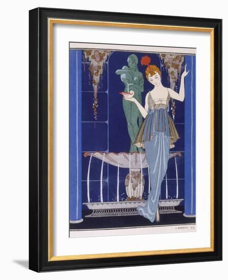 Tunic Dress by Paquin: Draped Tango Skirt with Front Split and Train-Georges Barbier-Framed Photographic Print