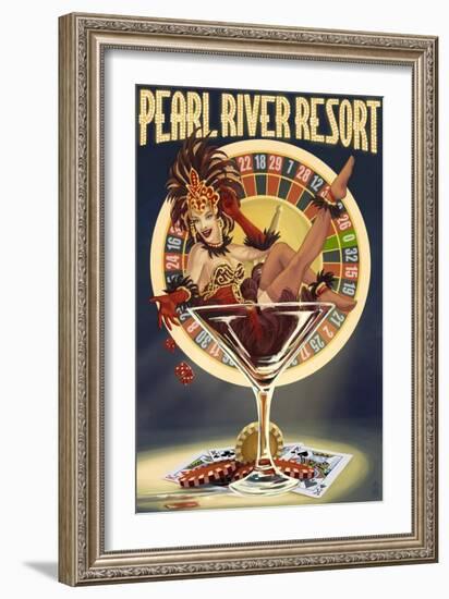 Tunica, Mississippi - Casino Pinup Girl-Lantern Press-Framed Art Print