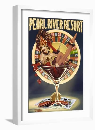 Tunica, Mississippi - Casino Pinup Girl-Lantern Press-Framed Art Print