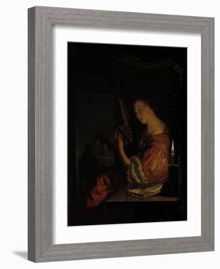 Tuning the Lute-Frans Van Mieris-Framed Art Print