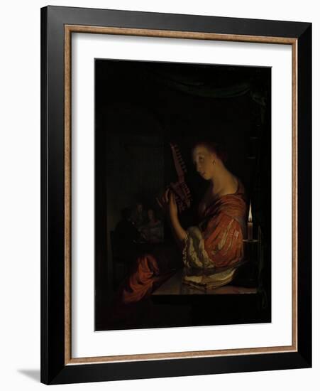 Tuning the Lute-Frans Van Mieris-Framed Art Print