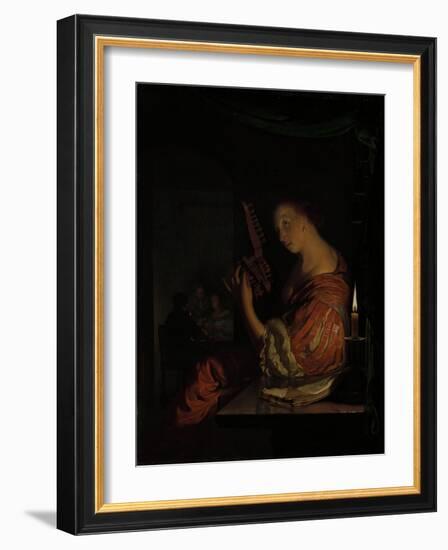 Tuning the Lute-Frans Van Mieris-Framed Art Print