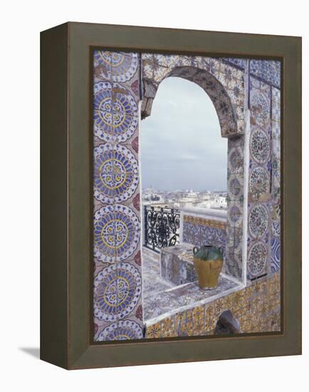 Tunis Ornate tiles on rooftop, Tunisia-Alan Klehr-Framed Premier Image Canvas