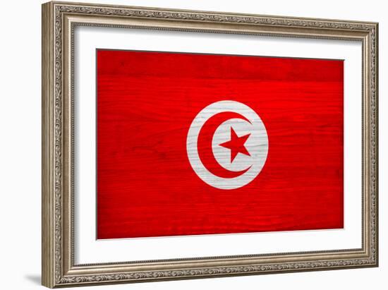 Tunisia Flag Design with Wood Patterning - Flags of the World Series-Philippe Hugonnard-Framed Art Print