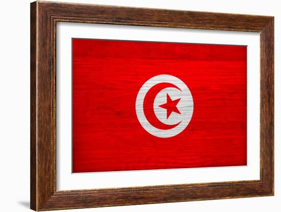 Tunisia Flag Design with Wood Patterning - Flags of the World Series-Philippe Hugonnard-Framed Art Print