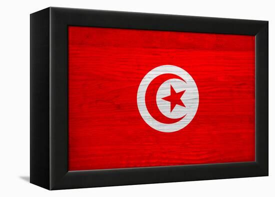 Tunisia Flag Design with Wood Patterning - Flags of the World Series-Philippe Hugonnard-Framed Stretched Canvas