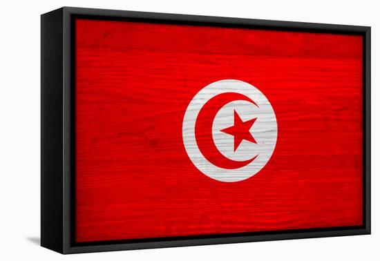 Tunisia Flag Design with Wood Patterning - Flags of the World Series-Philippe Hugonnard-Framed Stretched Canvas