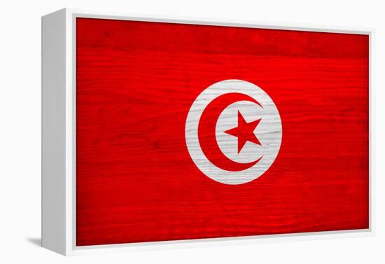 Tunisia Flag Design with Wood Patterning - Flags of the World Series-Philippe Hugonnard-Framed Stretched Canvas