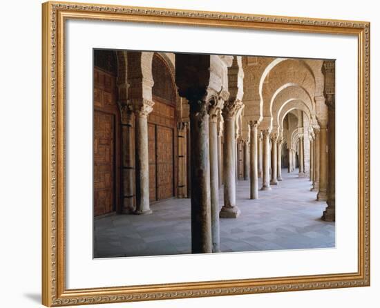 Tunisia, Kairouan Governorate, Kairouan, Kairouan Great Mosque, Colonnade-null-Framed Giclee Print