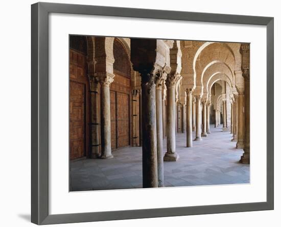 Tunisia, Kairouan Governorate, Kairouan, Kairouan Great Mosque, Colonnade-null-Framed Giclee Print