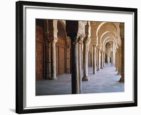 Tunisia, Kairouan Governorate, Kairouan, Kairouan Great Mosque, Colonnade-null-Framed Giclee Print