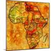 Tunisia on Actual Map of Africa-michal812-Mounted Art Print