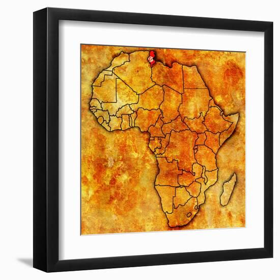 Tunisia on Actual Map of Africa-michal812-Framed Art Print