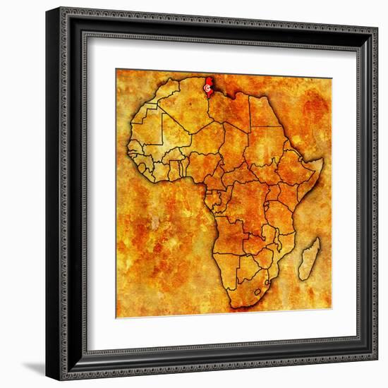 Tunisia on Actual Map of Africa-michal812-Framed Art Print