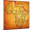 Tunisia on Actual Map of Africa-michal812-Mounted Art Print